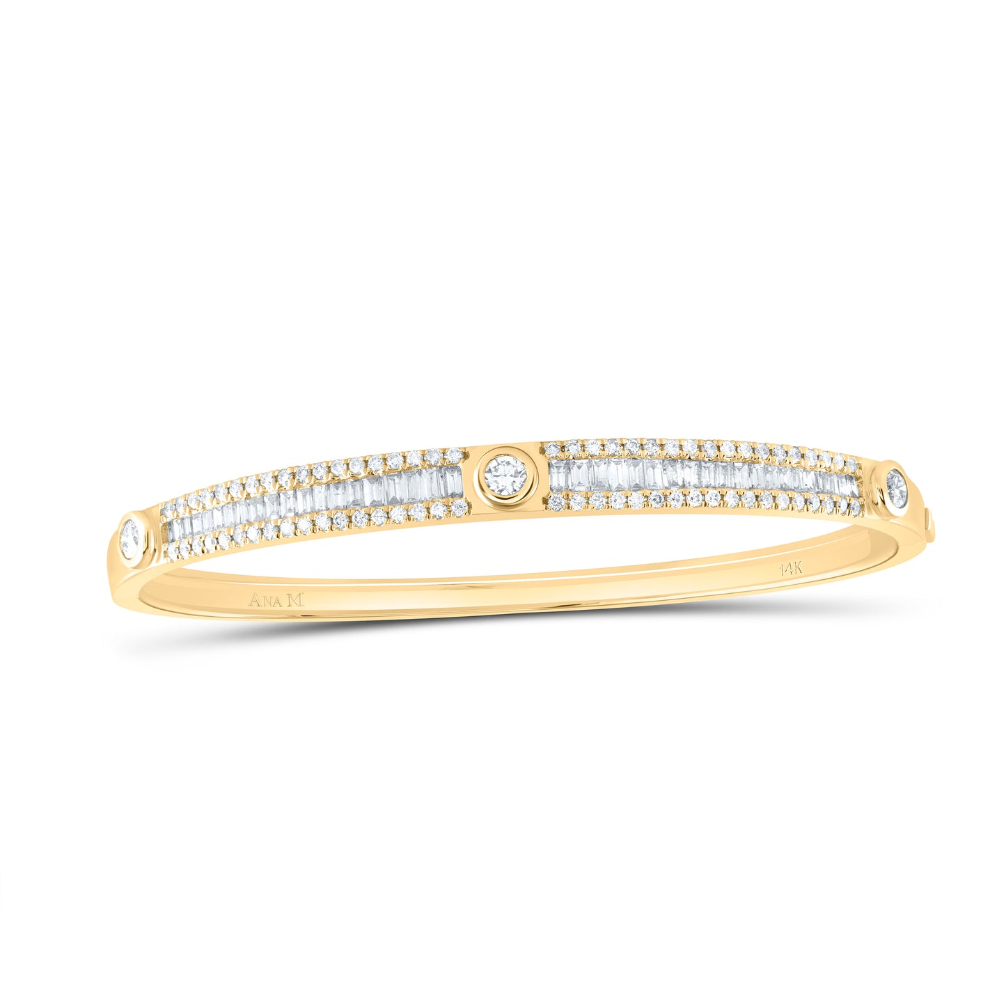 14K Yellow Gold 1 7/8Cttw Natural Diamond Fashion Bangle (60X50Mm)