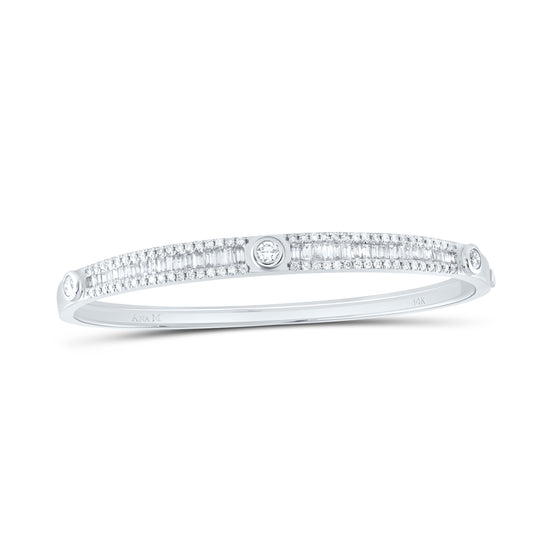 14K White Gold 1 7/8 Ctw Natural Diamond Fashion Bangle (60X50MM)