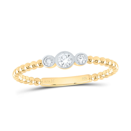 14K Yellow or White or Rose Gold 1/8 Ctw Natural Diamond Fashion Ring, Womens Size: 5-9