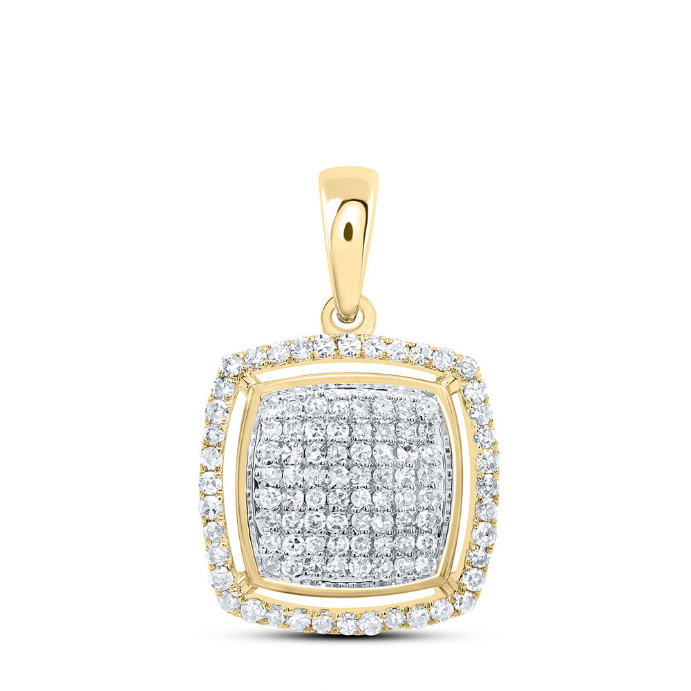 10K Yellow Gold 1/3Cttw Natural Diamond Fashion Cushion Pendant