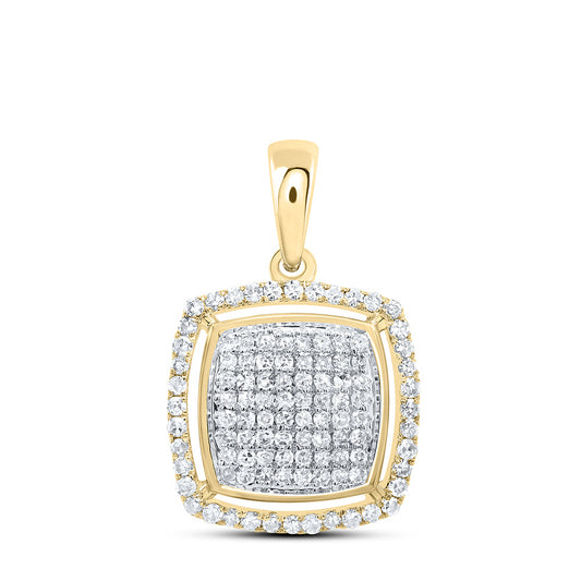 10K Yellow Gold 1/3Cttw Natural Diamond Fashion Cushion Pendant