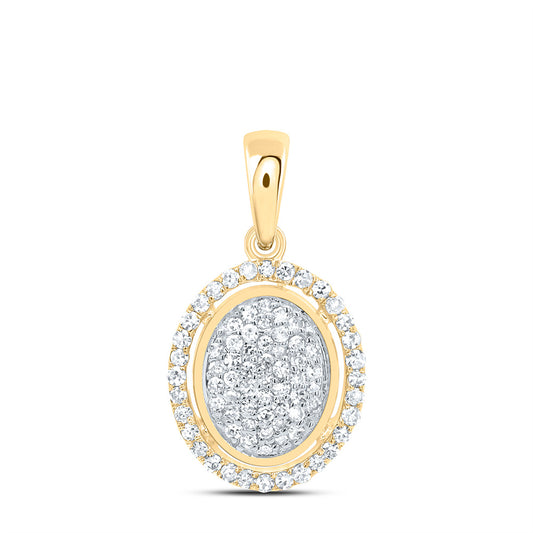 10K Yellow Gold 1/4 Ctw Natural Diamond Fashion Oval Pendant