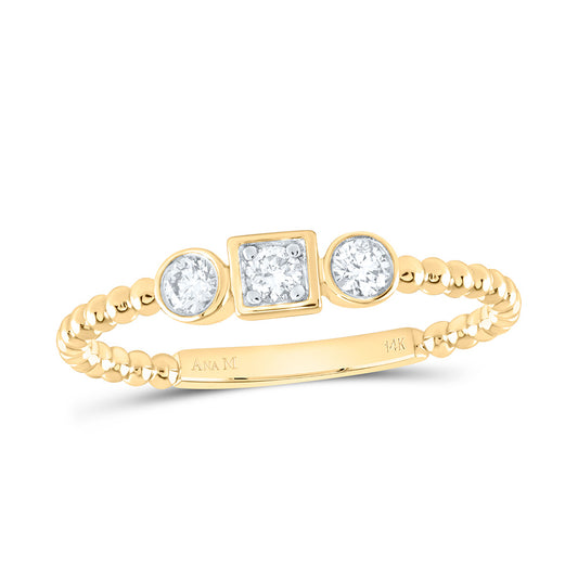 14K Yellow or White or Rose Gold 1/6 Ctw Natural Diamond Fashion Ring, Womens Size: 5-9