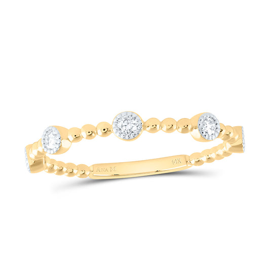 14K Yellow or White or Rose Gold 1/6 Ctw Natural Diamond Fashion Ring, Womens Size: 5-9
