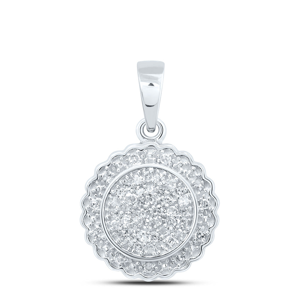 Sterling Silver White-Tone 1/6 Ctw Natural Diamond Round Pendant