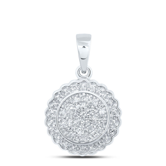Sterling Silver White-Tone 1/6 Ctw Natural Diamond Round Pendant