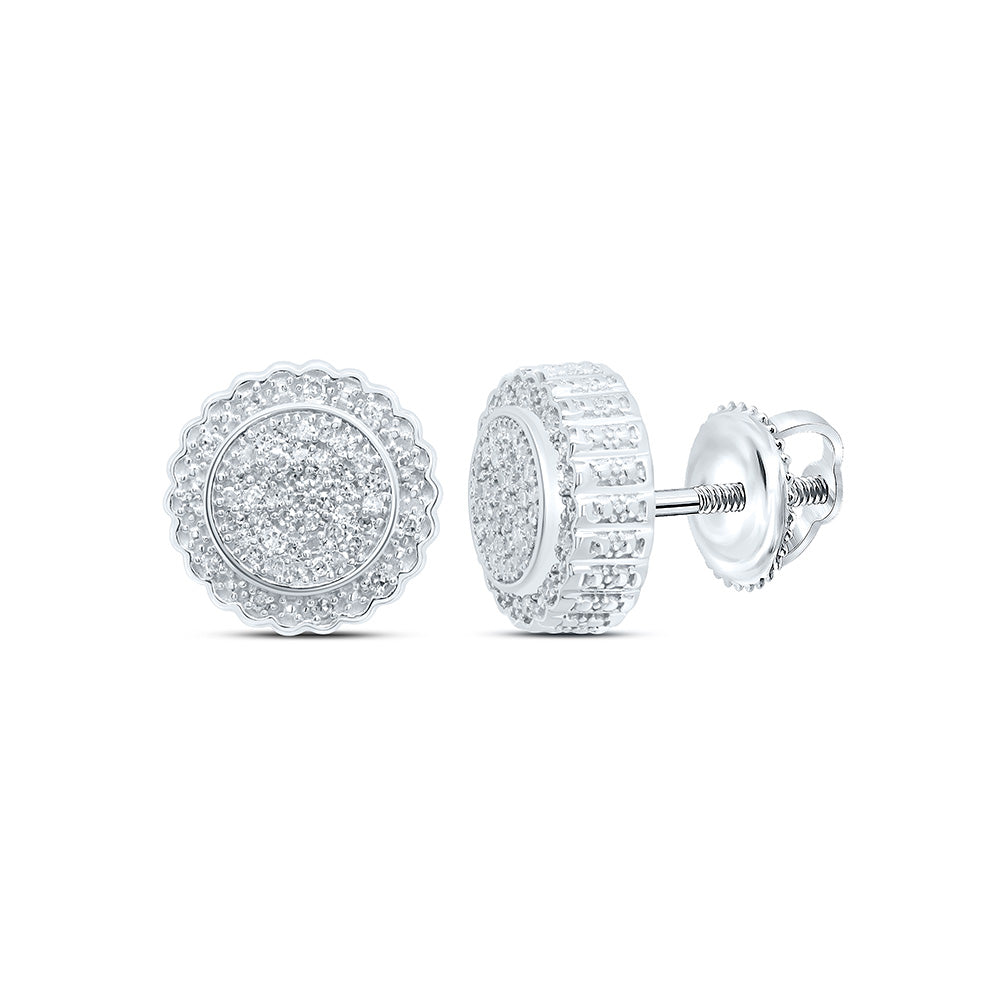 Sterling Silver White-Tone 1/5 Ctw Natural Diamond Round Earring