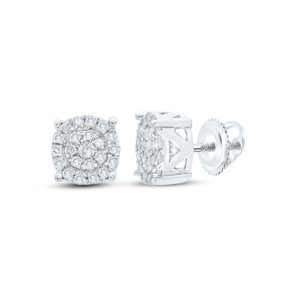 10K White Gold 1/6Cttw Natural Diamond Gift Round Stud Earring