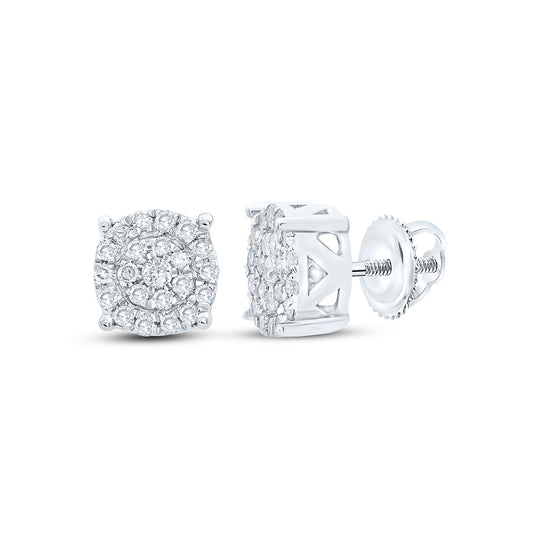 10K White Gold 1/6Cttw Natural Diamond Gift Round Stud Earring
