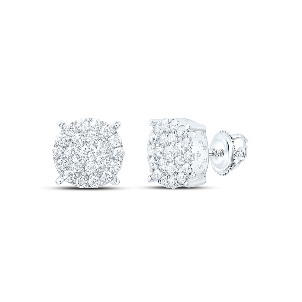 10K Yellow or White Gold 2 Ctw Natural Diamond Round Stud Earring