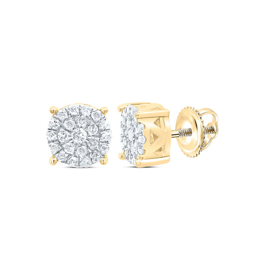 Sterling Silver Yellow-Tone or White-Tone 1/6 Ctw Natural Diamond Round Stud Earring