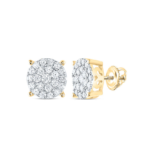 10K Yellow or White Gold 1 1/2 Ctw Natural Diamond Round Stud Earring