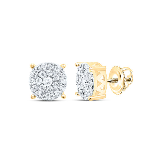 Sterling Silver Yellow-Tone or White-Tone 1/4 Ctw Natural Diamond Round Stud Earring