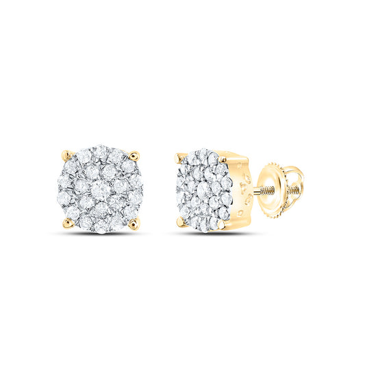 10K Yellow or White Gold 1/2 Ctw Natural Diamond Round Stud Earring