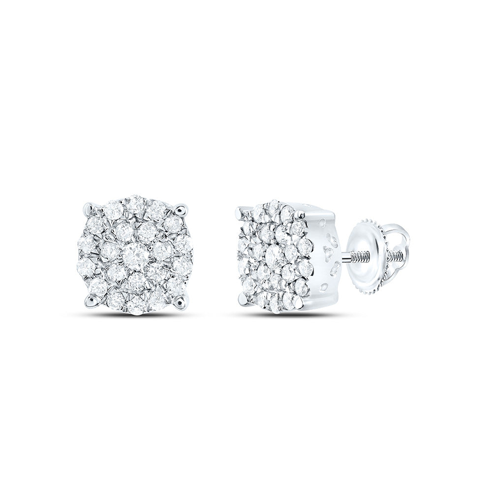 10K Yellow or White Gold 1/2 Ctw Natural Diamond Round Stud Earring