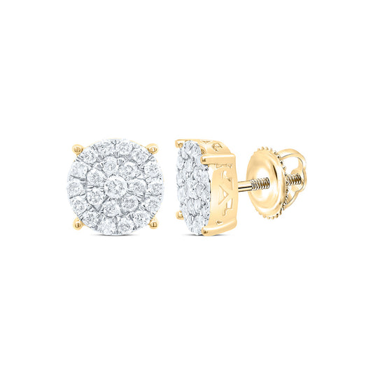 Sterling Silver Yellow-Tone or White-Tone 1/2 Ctw Natural Diamond Round Stud Earring