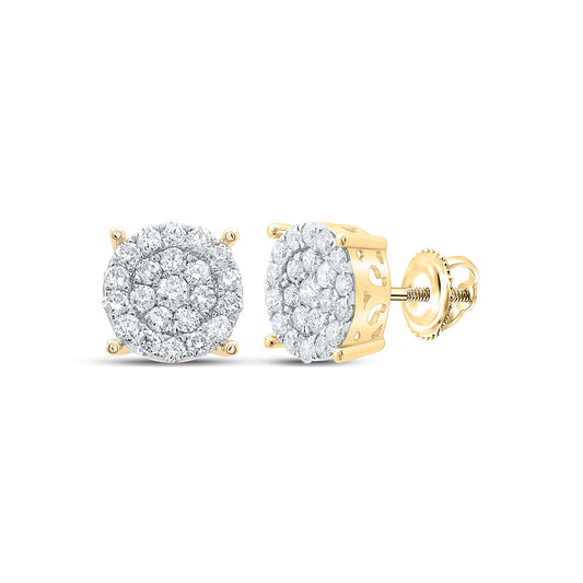 Sterling Silver Yellow-Tone or White-Tone 1 Ctw Natural Diamond Round Stud Earring