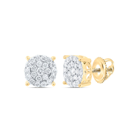 10K Yellow or White Gold 3/4 Ctw Natural Diamond Round Stud Earring
