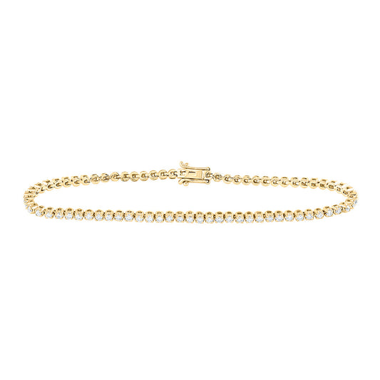 14K Yellow or White Gold 1 1/5 Ctw Natural Diamond Fashion Tennis Bracelet (7 Inch)