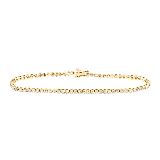 14K Yellow or White Gold 1 1/5 Ctw Natural Diamond Fashion Tennis Bracelet (7 Inch)