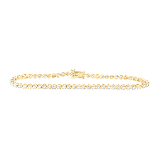 14K Yellow or White Gold 2 Ctw Natural Diamond Fashion Tennis Bracelet (7 Inch)