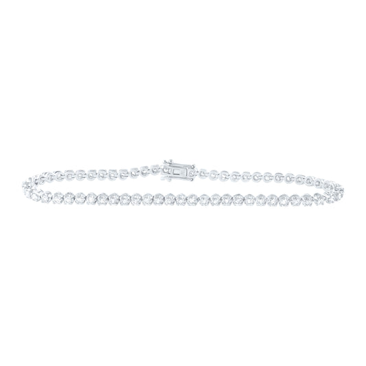 14K White Gold 2 Ctw Natural Diamond Fashion Tennis Bracelet (7 Inch)