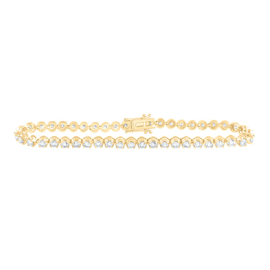 14K Yellow or White Gold 3 Ctw Natural Diamond Fashion Tennis Bracelet (7 Inch)
