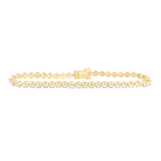 14K Yellow or White Gold 3 Ctw Natural Diamond Fashion Tennis Bracelet (7 Inch)