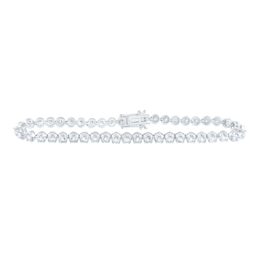 14K White Gold 4 Ctw Natural Diamond Fashion Tennis Bracelet (7 Inch)