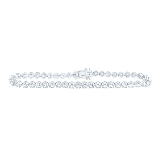 14K White Gold 4Cttw Natural Diamond Fashion Tennis Bracelet (7 Inch)