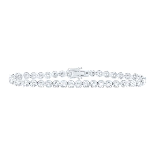14K White Gold 5 Ctw Natural Diamond Elite Fashion Tennis Bracelet (7 Inch)