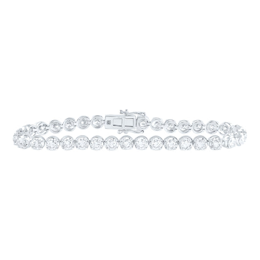 14K White Gold 6 Ctw Natural Diamond Fashion Tennis Bracelet (7 Inch)