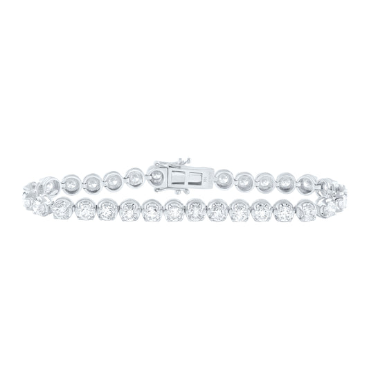 14K White Gold 7 Ctw Natural Diamond Elite Fashion Tennis Bracelet (7 Inch)