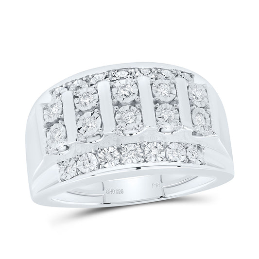 Sterling Silver 1/4Cttw Natural Diamond Mens Ring