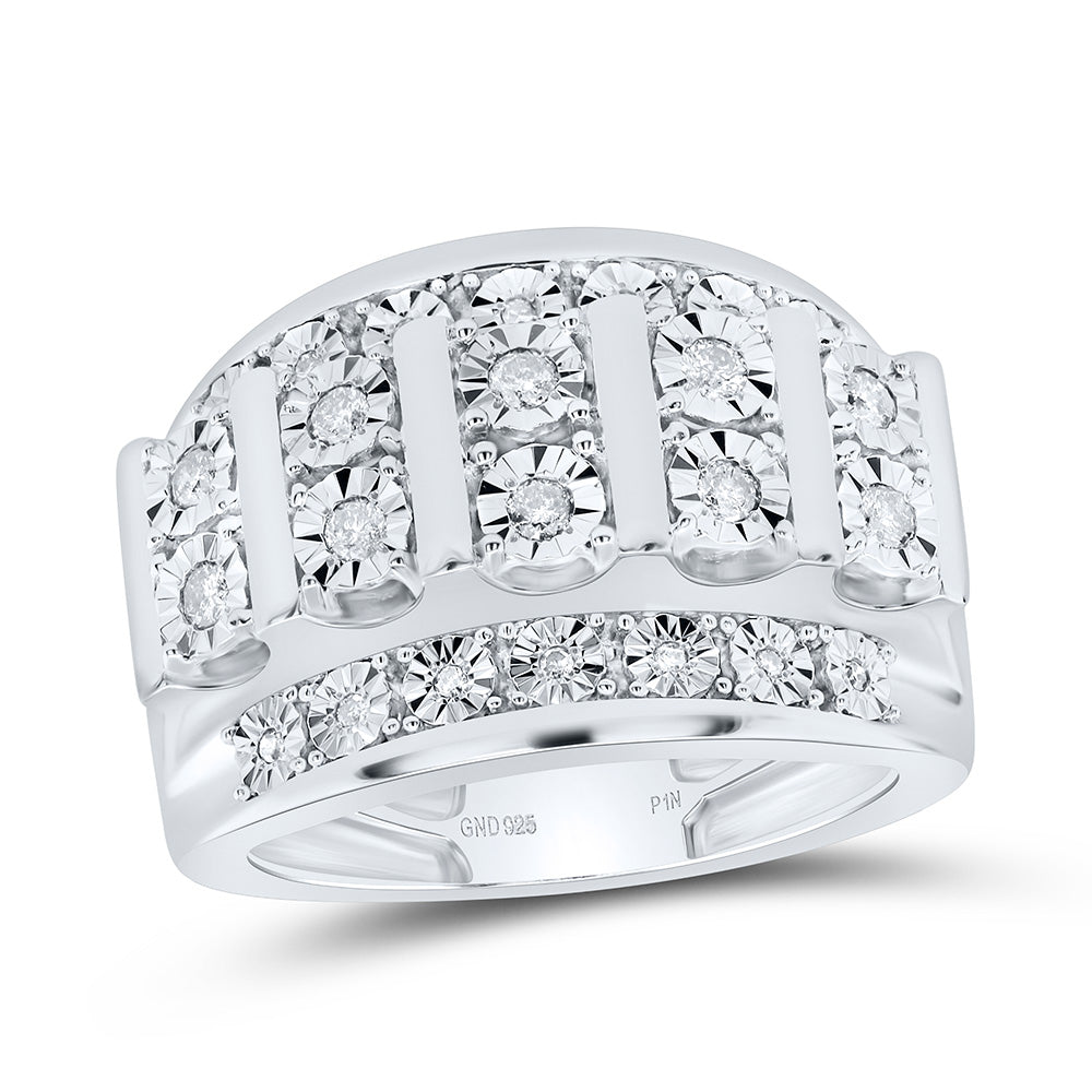 Sterling Silver 1/2Cttw Natural Diamond Mens Ring