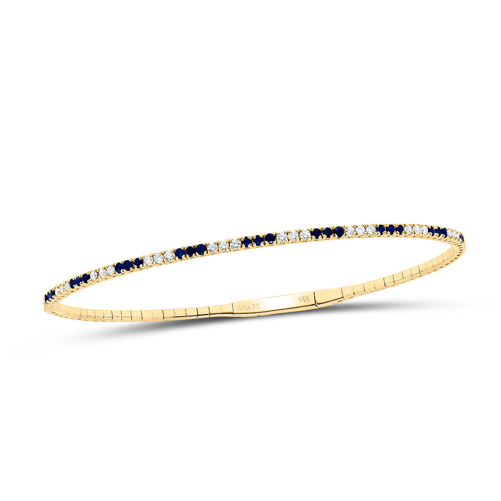 14K Yellow Or White Or Rose Gold 3/8Cttw Natural Diamond Round Gem Tennis Bangle (60X50Mm)