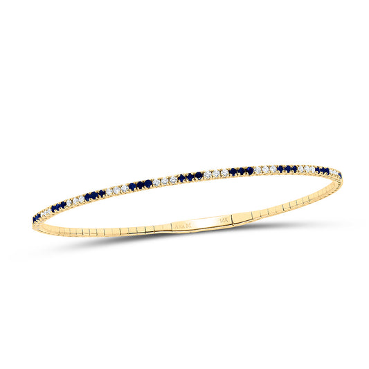 14K Yellow Or White Or Rose Gold 3/8Cttw Natural Diamond Round Gem Tennis Bangle (60X50Mm)