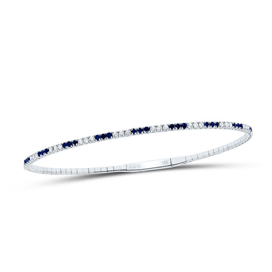 14K White or Rose Gold 3/8 Ctw Diamond Round Natural Gem Tennis Bangle (60X50MM)