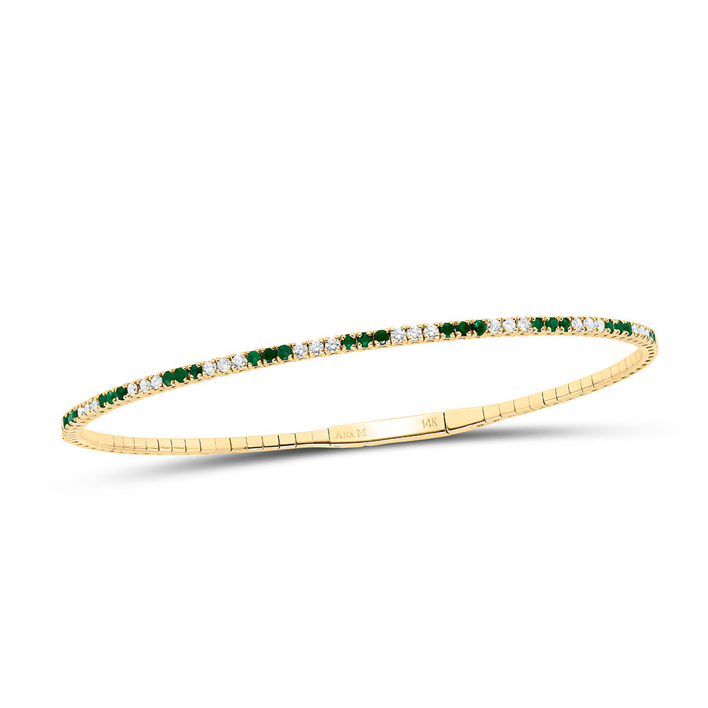 14K Yellow Or White Or Rose Gold 3/8Cttw Natural Diamond Round Gem Tennis Bangle (60X50Mm)