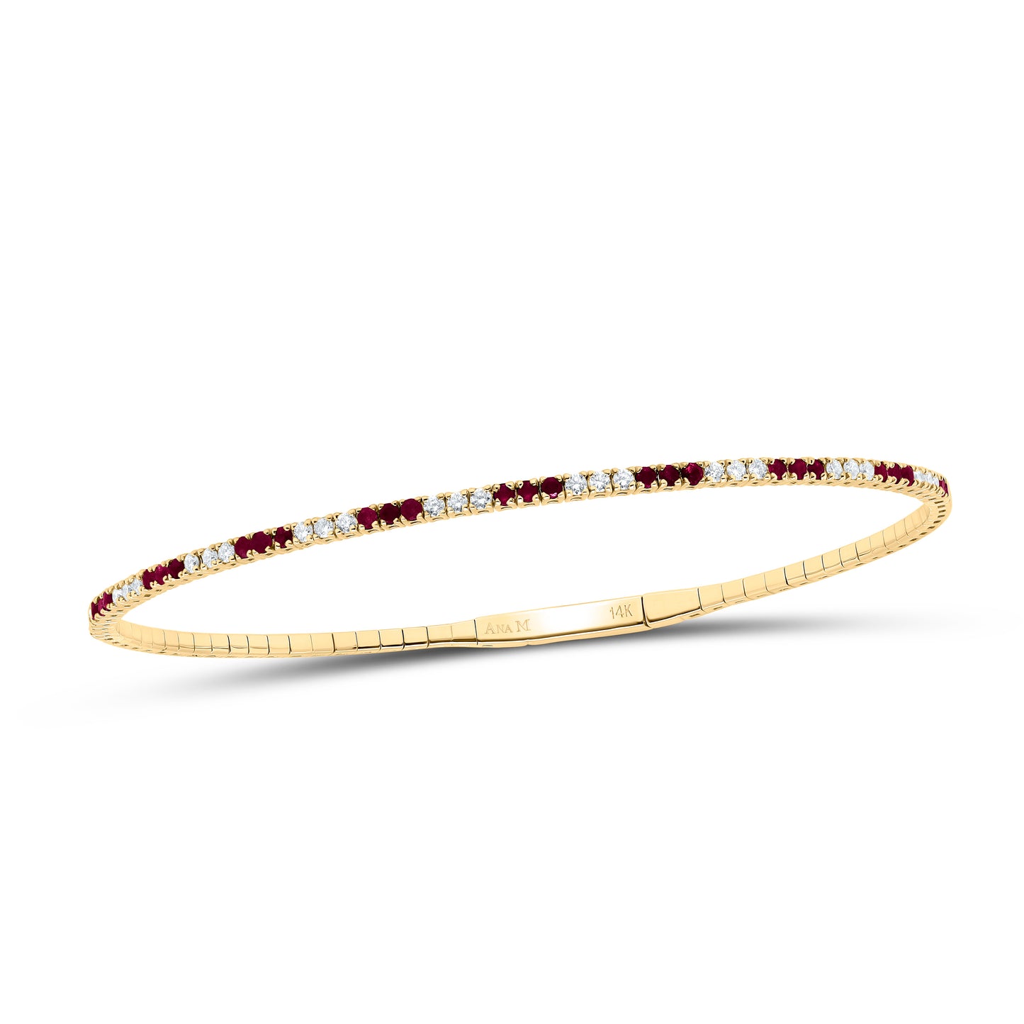 14K Yellow Or White Or Rose Gold 3/8Cttw Natural Diamond Round Gem Tennis Bangle (60X50Mm)