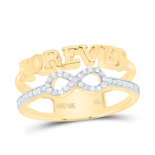 10K Yellow or White Gold 1/6 Ctw Natural Diamond Gift "Forever" Inifinity Ring, Womens Size: 5-9