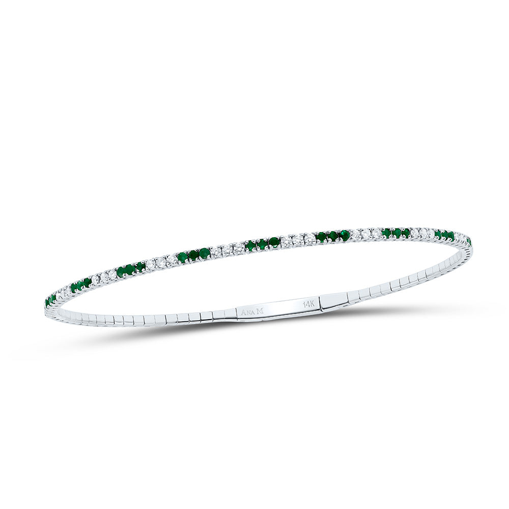 14K Yellow Or White Or Rose Gold 3/8Cttw Natural Diamond Round Gem Tennis Bangle (60X50Mm)