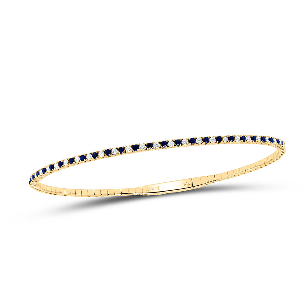 14K Yellow Or White Or Rose Gold 3/8Cttw Natural Diamond Round Gem Tennis Bangle(60X50Mm)