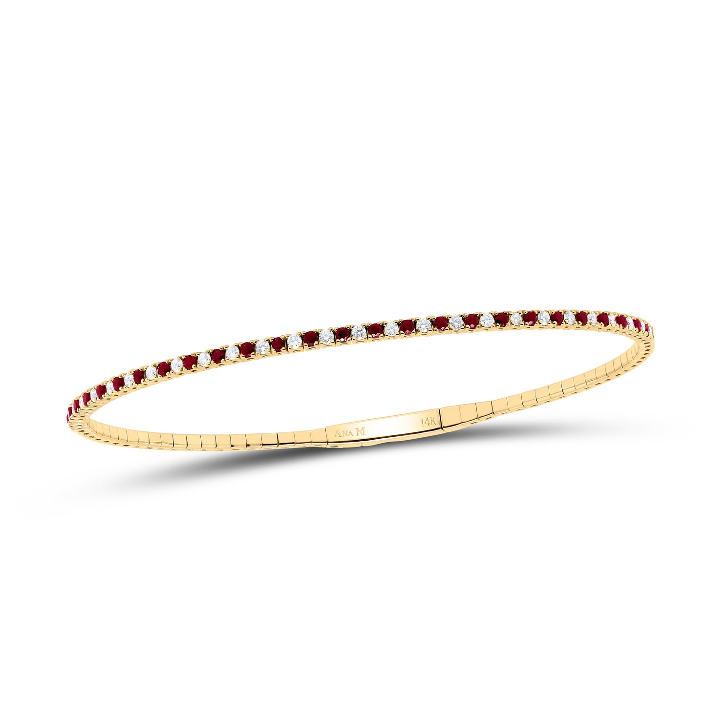 14K Yellow Or White Or Rose Gold 3/8Cttw Natural Diamond Round Gem Tennis Bangle(60X50Mm)