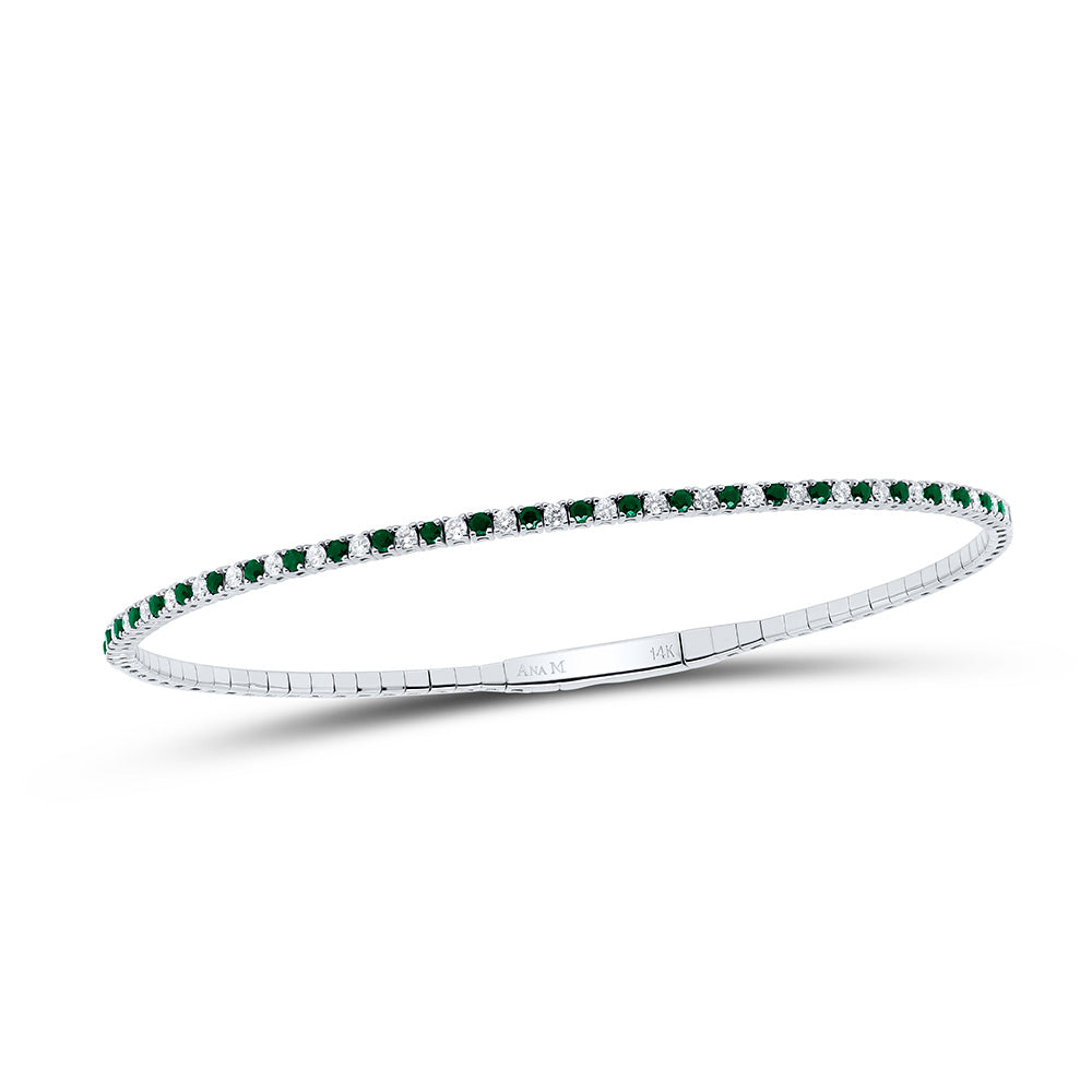 14K Yellow Or White Or Rose Gold 3/8Cttw Natural Diamond Round Gem Tennis Bangle(60X50Mm)