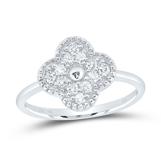 14K White Gold 1/3Cttw Natural Diamond Gift Clover Ring