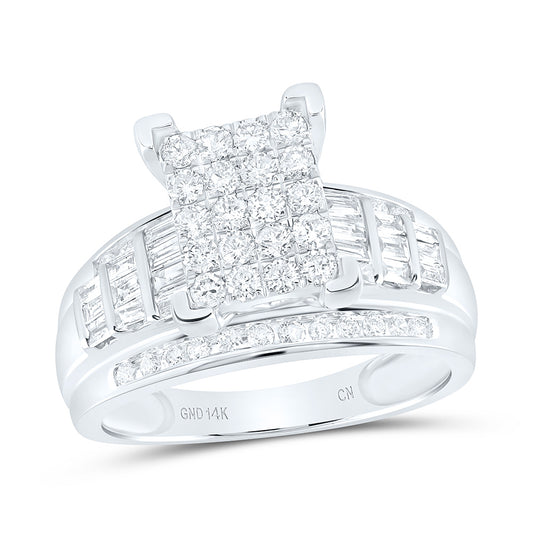 14K White Gold 1 Ctw Natural Diamond Cindy Ring, Womens Size: 5-9
