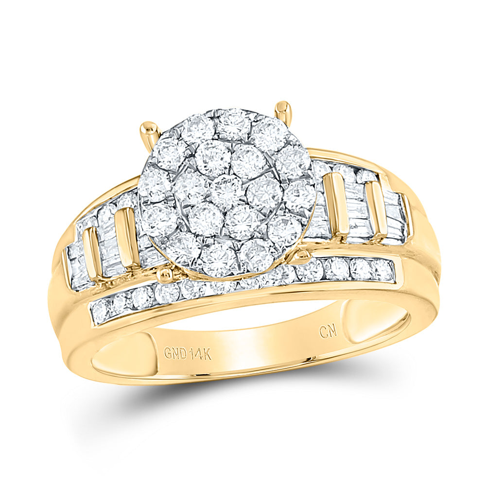 14K Yellow or White Gold 1 Ctw Natural Diamond Cindy Ring, Womens Size: 5-9