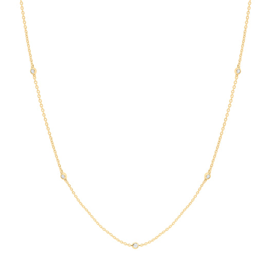 14K Yellow or White Gold 1/5 Ct Natural Diamond Fashion Station Necklace (18 Inch)