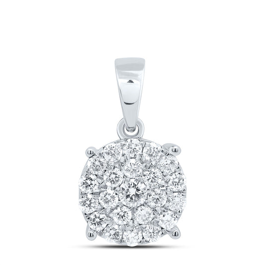 14K Yellow or White Gold 2 Ctw Natural Diamond Fashion Round Pendant